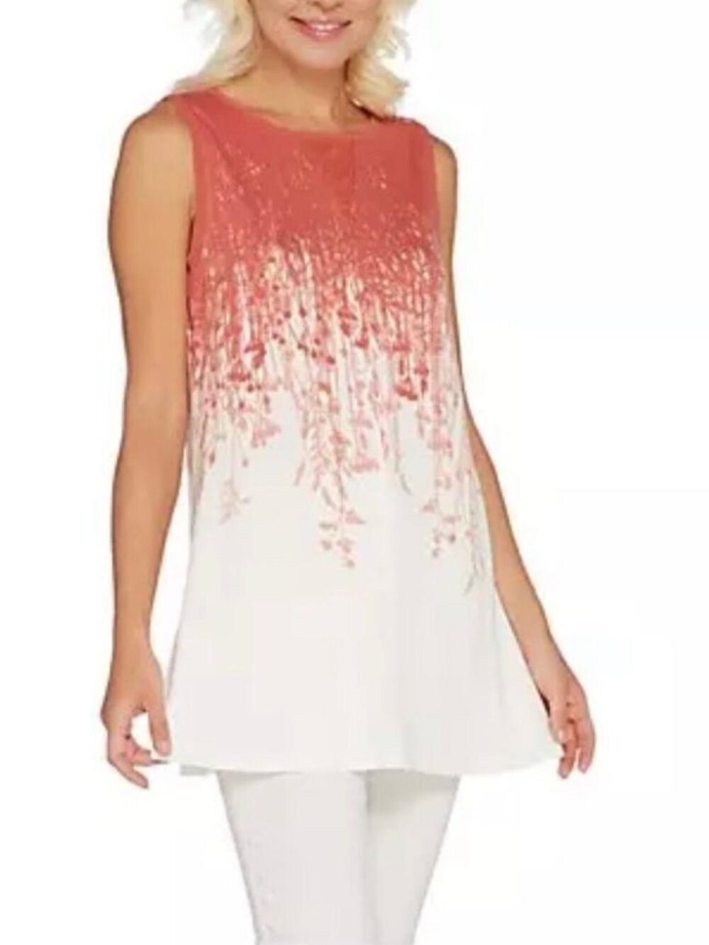 Lisa Rinna Collection Reverse Border Print Tunic